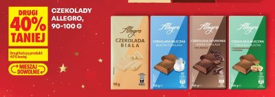 Czekolada Allegro 90-100g biała, mleczna, czekolada de-ser-owa, czekolada mleczna z migdałami promocja w Biedronka