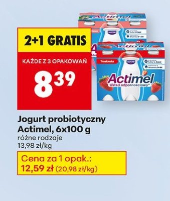 Jogurt probiotyczny Actimel, 6x100 g: różne rodzaje promocja w Biedronka