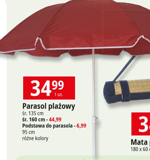 Parasol pla偶owy 艣r. 160 cm promocja