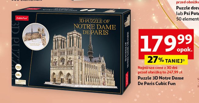 Puzzle 3d notre dame de paris Cubicfun promocja w Auchan