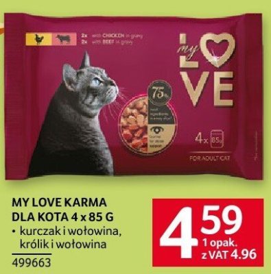 Karma dla kota My Love 4x85g promocja w Selgros