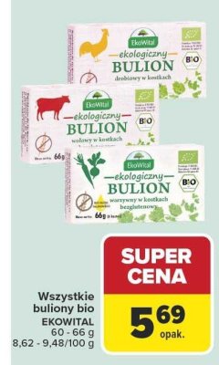 Bulion ekologiczny drobiowy w kostkach EkoWital promocja w Carrefour