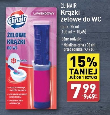 Krążek żelowy do wc lawendowy Clinair promocja