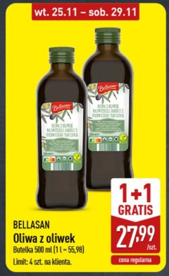 Oliwa z oliwek Bellasan 1+1 gratis promocja w Aldi