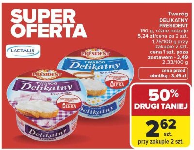 Twaróg Delikatny Président, różne rodzaje promocja w Carrefour