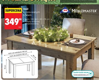 Stół z rozsuwnaym blatem Meblomaster promocja w Biedronka