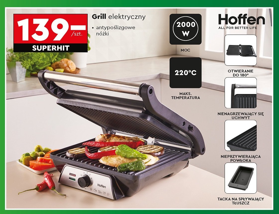 Grill elektryczny 2000 w Hoffen promocja w Biedronka