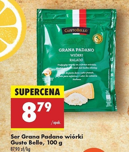 Ser grana padano Gustobello promocja w Biedronka