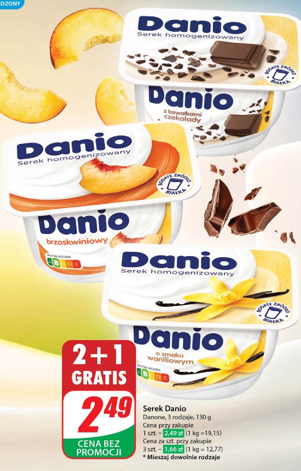 Serek z kawałkami czekolady Danone danio promocja w Dino