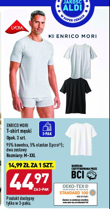 T-shirt męski z bawełny bio m-xxl Enrico mori promocja