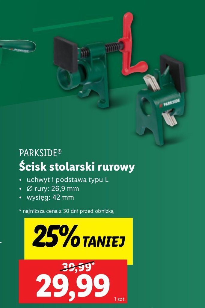 Ścisk stolarski rurowy Parkside promocja w Lidl