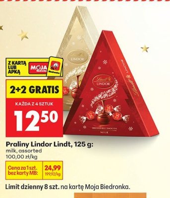 Praliny Lindor assorted 125 g 2+2 GRATIS promocja w Biedronka