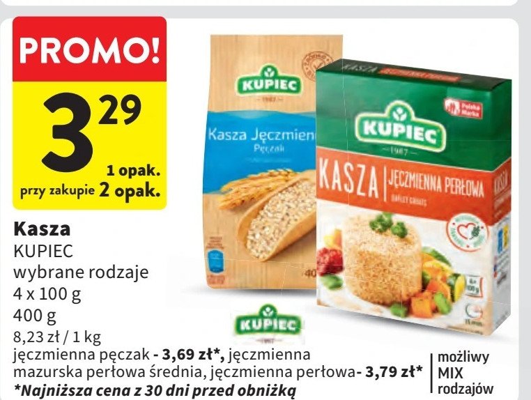 Kasza jęczmienna mazurska perłowa średnia Kupiec promocja