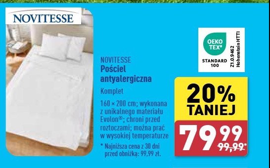 Komplet pościeli antyalergicznej 160 x 200 cm + 2 x 70 x 80 cm Novitesse promocja