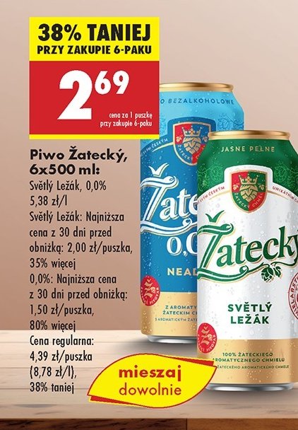 Piwo Zatecky svetly lezak promocja w Biedronka