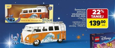 Samochód STITCH & 1961 VOLKSWAGEN BUS 1961 JADA z figurką 1:24 promocja w Carrefour