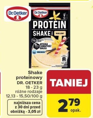 Shake proteinowy DR. OETKER waniliowy 18-23g różne rodzaje promocja w Carrefour