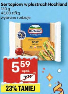 Ser topiony w plastrach Hochland promocja w Delikatesy Centrum