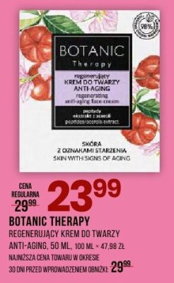 REGENERUJĄCY KREM BOTANIC THERAPY DO TWARZY 50 ML promocja w Drogerie Natura