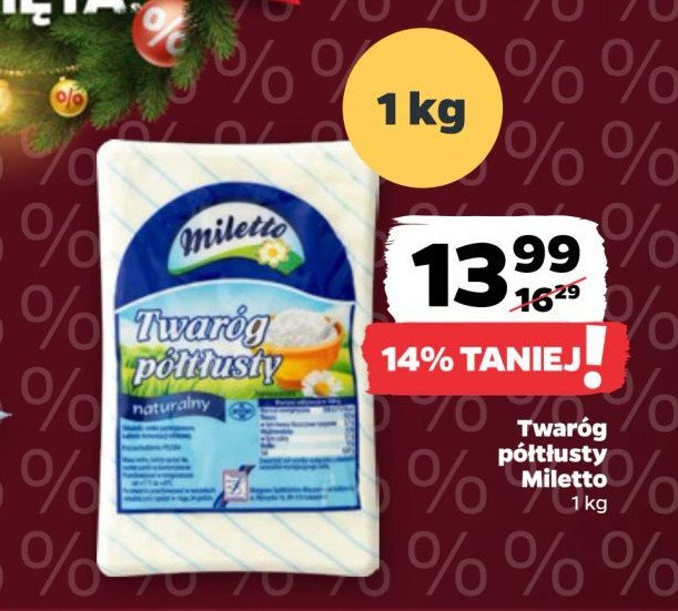 Twaróg naturalny półtłusty Miletto promocja w Netto