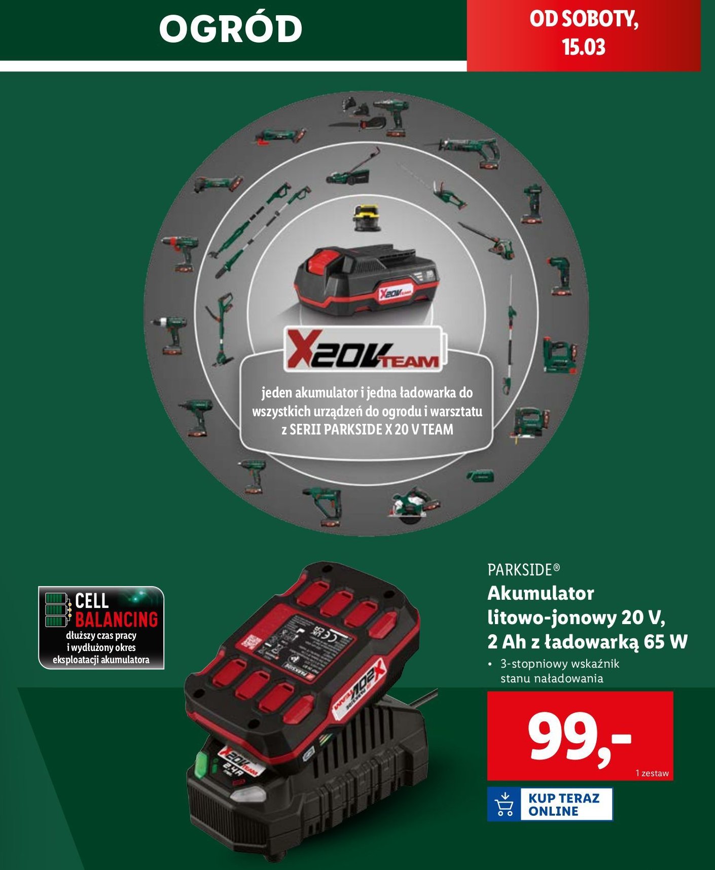 Akumulator litowo-jonowy 20v 2ah Parkside promocja