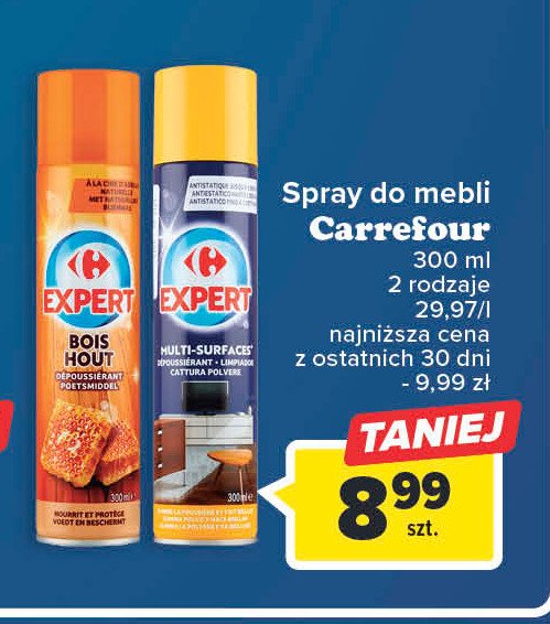 Spray do usuwania kurzu z mebli z woskiem Carrefour promocja