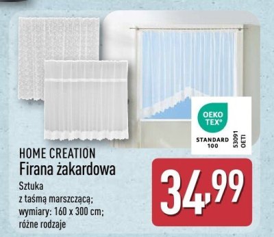Firana zakardowa HOME CREATION z taśmą marszczącą; wymiary: 160 x 300 cm; różne rodzaje promocja w Aldi