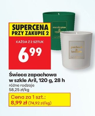 Świeca zapachowa w szkle 28 h różne rodzaje promocja w Biedronka
