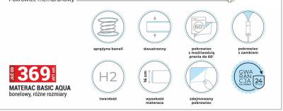 Materac BASIC AQUA bonelowy, różne rozmiary promocja w Merkury Market
