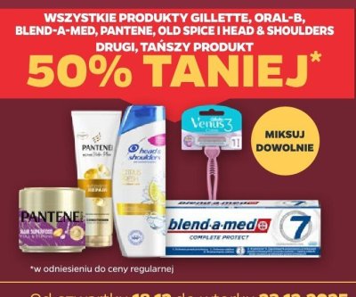 Wszystkie produkty Gillette, Oral-B, Blend-a-med, Pantene, Old Spice i Head & Shoulders DRUGI -50% promocja w Netto