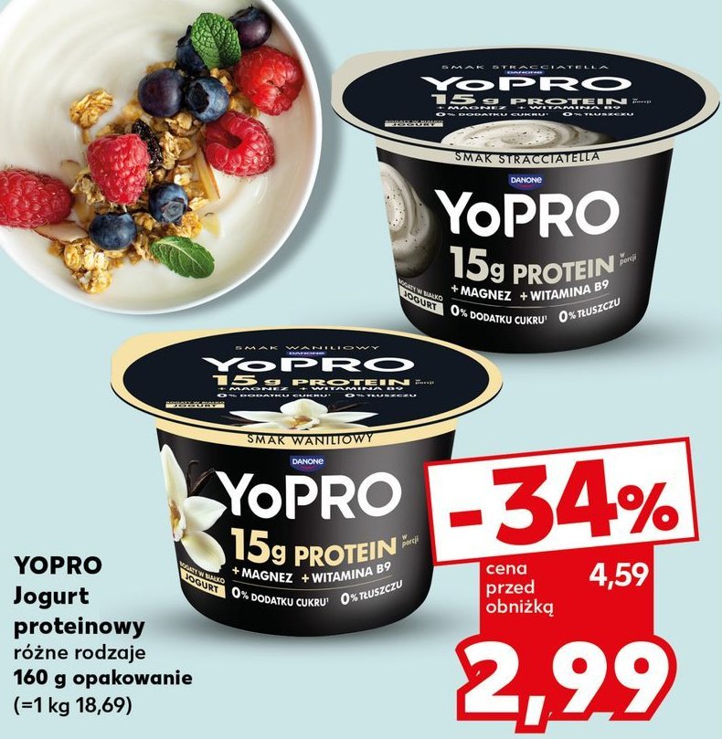 Jogurt proteinowy straciatella Danone yopro promocja w Kaufland