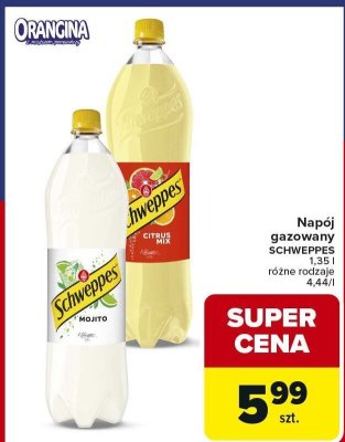 Napój gazowany SCHWEPPES 1,35 l różne rodzaje promocja w Carrefour