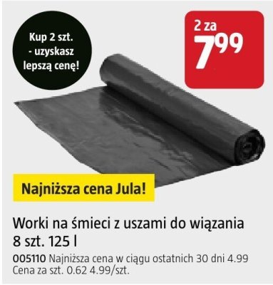 Worki na śmieci z uszami do wiązania 8 szt. 125 l promocja w Jula