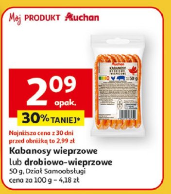 Kabanosy wieprzowe Auchan r贸偶norodne (logo czerwone) promocja