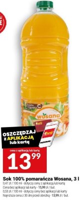 Sok 100% pomarańcza Wosana promocja w Twój Market