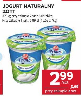 Jogurt naturalny Zott Primo promocja w Stokrotka