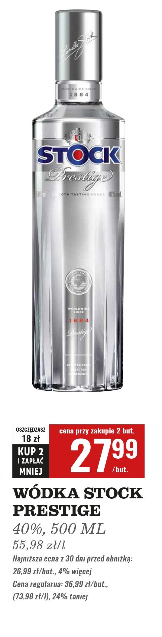Wódka Stock prestige promocja w Biedronka