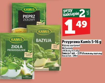 Przyprawa Kamis 5-16 g bazylia/pieprz ziołowy/zioła prowansalskie promocja w TOPAZ