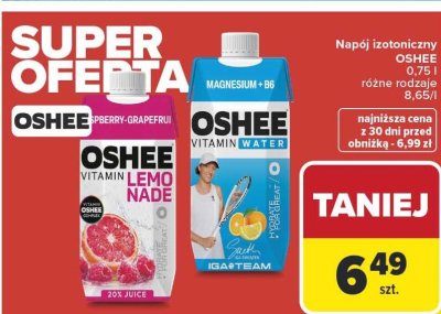Napój izotoniczny OSHEE Vitamin Water Magnesium + B6 0,75 l promocja w Carrefour
