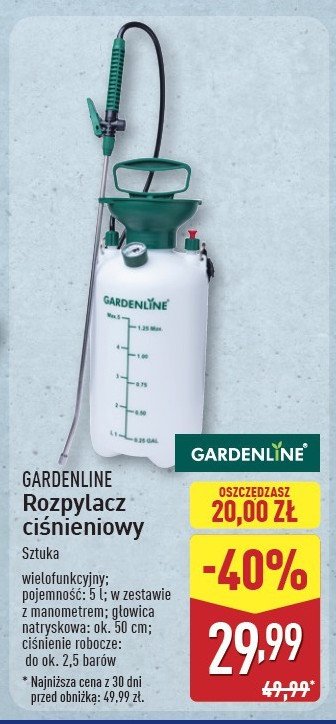 Rozpylacz ciśnieniowy 5 l GARDEN LINE promocja w Aldi