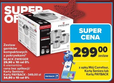 Zestaw garnków kompaktowych z pokrywkami BLACK ZWIEGER promocja w Carrefour