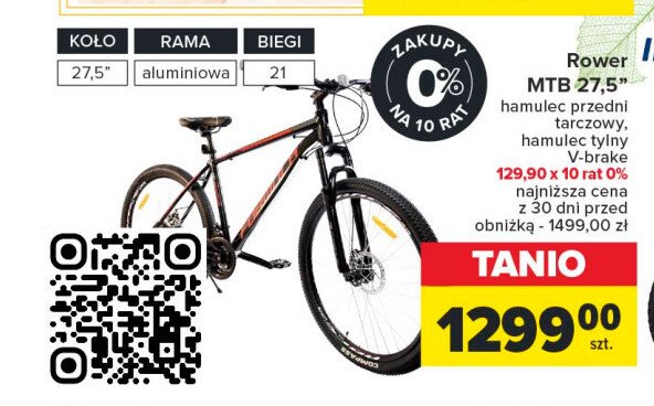 Rower mtb 27.5" promocja w Carrefour