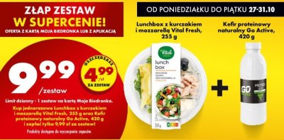 Zestaw: lunchbox z kurczakiem i mozzarellą + kefir proteinowy naturalny 420 g Vital Fresh, Go Active promocja