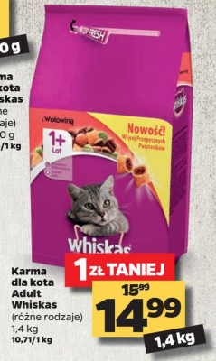 Karma dla kota z wołowiną przepyszne paszteciki 1+ Whiskas promocja