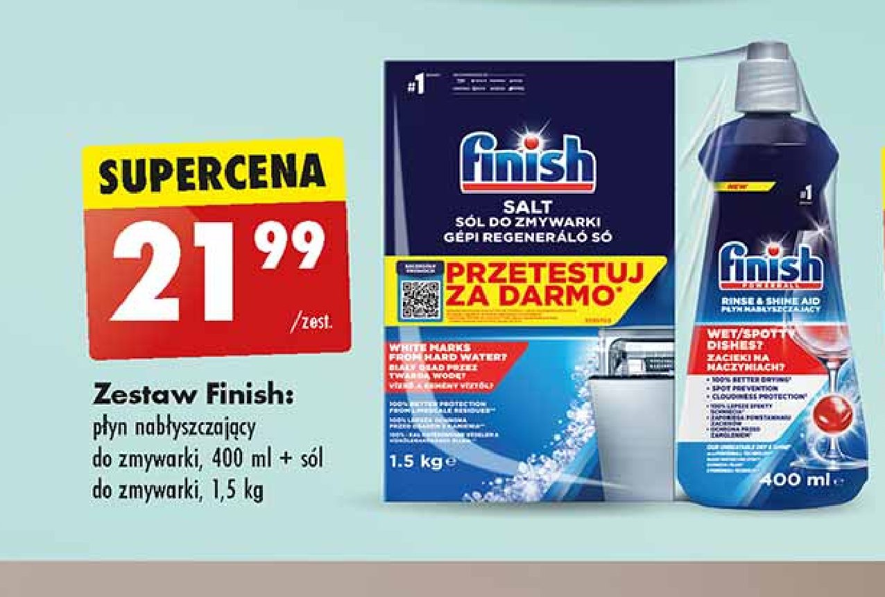 Zestaw płyn nabłyszczający + sól Finish nabłyszczacz promocja