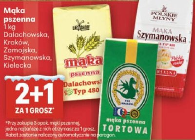 Mąka pszenna wybrane rodzaje Dalachowska, Krakow, Zamojska, Szymanowska, Kielecka promocja w Delikatesy Centrum