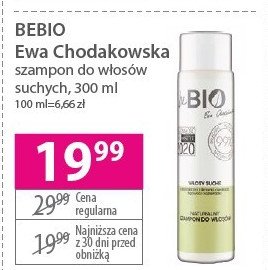 Szampon do w艂os贸w suchych Bebio cosmetics promocja