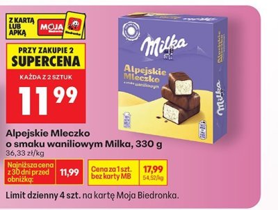 Alpejskie Mleczko o smaku waniliowym promocja w Biedronka