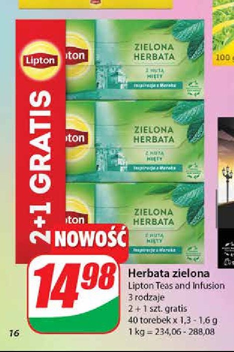 Herbata mint Lipton green tea promocja w Dino