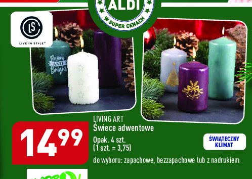 艢wiece adwentowe bezzapachowe Living art promocja